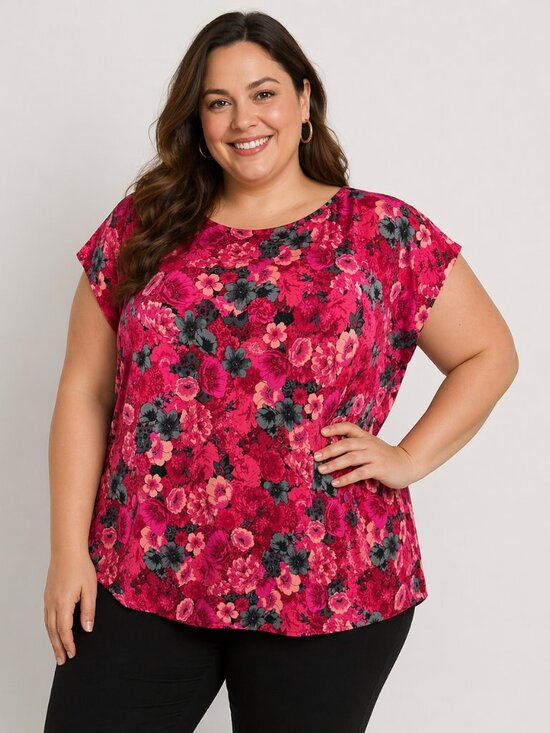 Talbots Tops - ✨2/$20 Talbots Floral Cap Sleeve Top Stretchy Knit 3Xp Plus Size 3X Petite